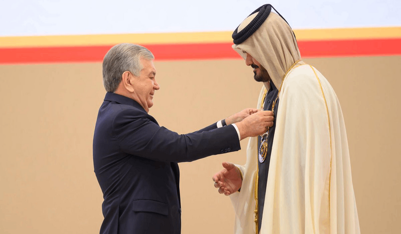 Sheikh Joaan bin Hamad Al-Thani with Dr Shavkat Mirziyoyev